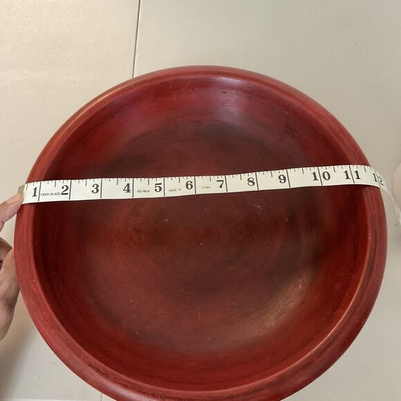 Marshall Fields Red Pedestal Wood Home Decor Bowl Natural Vintage 2005 - Picture 3 of 6